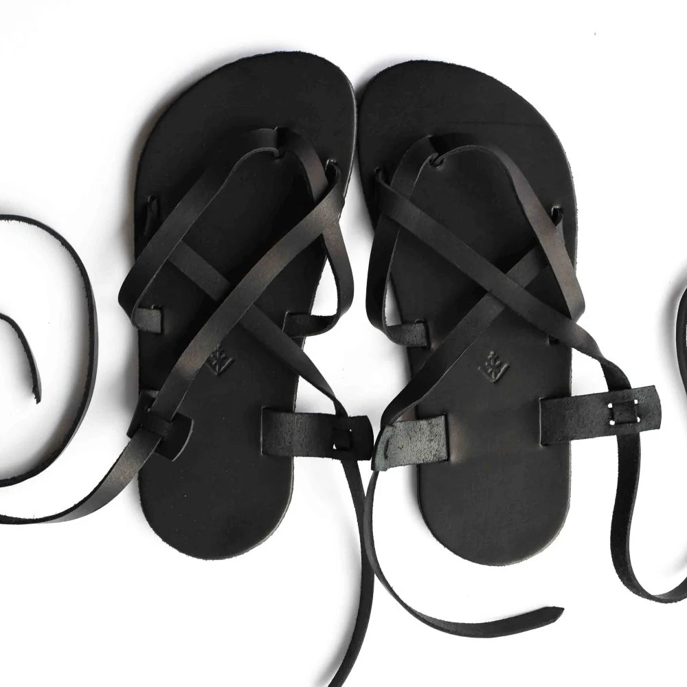 Laboo X Anya - Leather Sandals with Ankle Wrap - Image 4