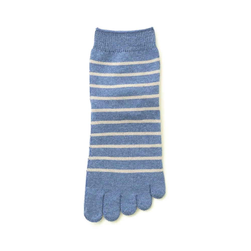 Tabio Striped Ankle Cotton Toe Socks - Image 6